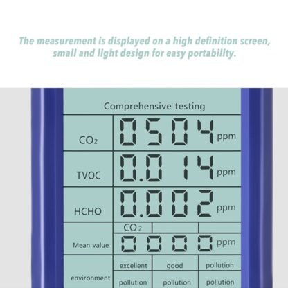 Nešiojamas oro kokybės matuoklis TVOC, HCHO, CO2, PM2.5, PM10 - Image 4