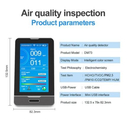 Oro kokybės monitorius CO2 PM2.5 HCHO TVOC su Wifi - Image 4