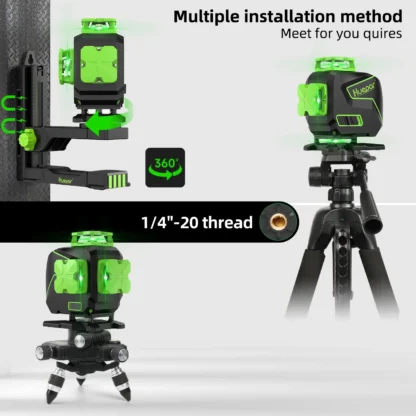 Huepar automatinis lazerinis nivelyras S04CG + Lazerinis imtuvas LR6RG + Trikojis TPD14 - Image 2