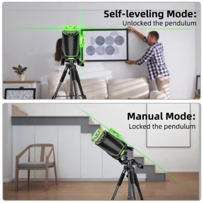 Huepar automatinis lazerinis nivelyras S04CG + Lazerinis imtuvas LR6RG + Trikojis TPD14 - Image 3