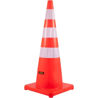 6 oranžinių 91 cm signalinių kelio kūgių su atšvaitais rinkinys